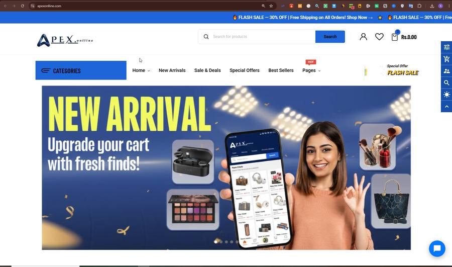Apex Online homepage
