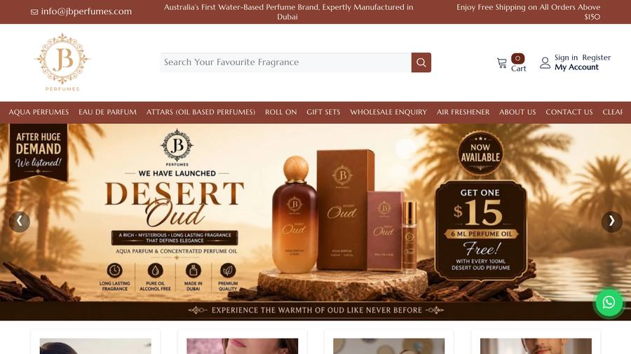 JB Perfumes homepage