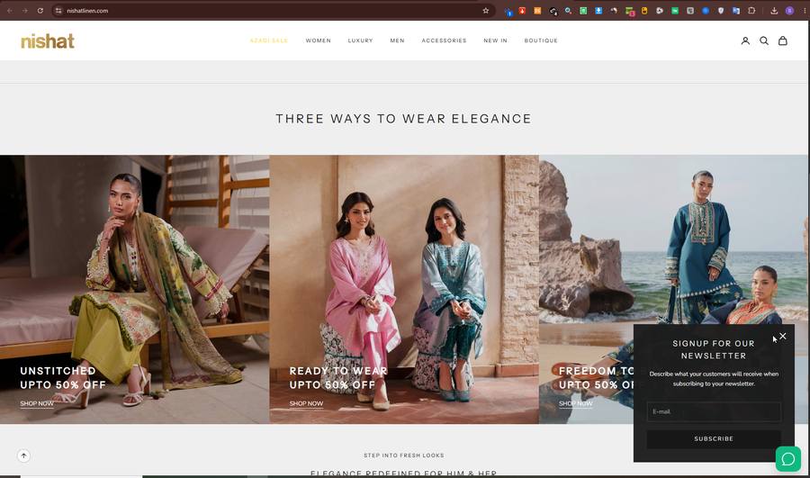 Nishat Linen homepage