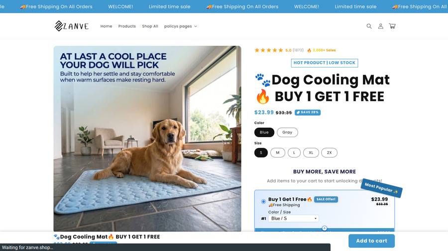 Zanve product page